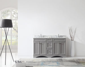 Virtu USA Talisa 60" Double Bath Vanity with White Marble Top and Square Sinks