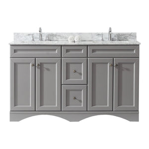 Virtu USA Talisa 60" Double Bath Vanity with Marble Top and Square Sink - Luxe Bathroom Vanities