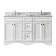 Virtu USA Talisa 60" Double Bath Vanity in White with Marble Top and Square Sink with Brushed Nickel Faucet - Luxe Bathroom Vanities Luxury Bathroom Fixtures Bathroom Furniture