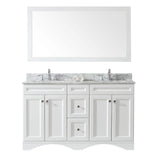 Virtu USA Talisa 60" Double Bath Vanity with Marble Top and Square Sink with Brushed Nickel Faucet and Mirror - Luxe Bathroom Vanities