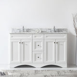 Virtu USA Talisa 60" Double Bath Vanity with White Marble Top and Square Sinks