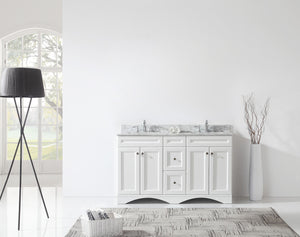 Virtu USA Talisa 60" Double Bath Vanity with White Marble Top and Square Sinks