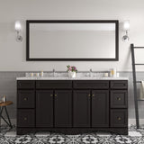 Virtu USA Talisa 72" Double Bath Vanity with White Quartz Top and Round Sinks with Polished Chrome Faucets with Matching Mirror