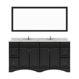 Virtu USA Talisa 72" Double Bath Vanity in White with White Quartz Top and Round Sinks with Matching Mirror - Luxe Bathroom Vanities