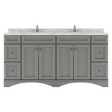 Virtu USA Talisa 72" Double Bath Vanity with White Quartz Top and Round Sinks with Matching Mirror