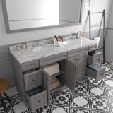 Virtu USA Talisa 72" Double Bath Vanity with White Quartz Top and Round Sinks with Brushed Nickel Faucets with Matching Mirror