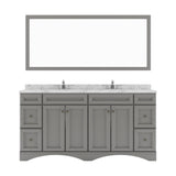 Virtu USA Talisa 72" Double Bath Vanity in White with White Quartz Top and Round Sinks with Matching Mirror - Luxe Bathroom Vanities