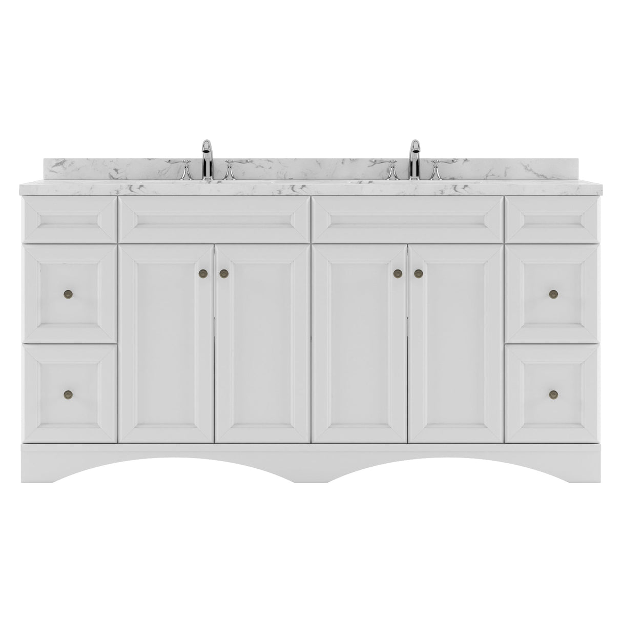 Virtu USA Talisa 72" Double Bath Vanity with White Quartz Top and Round Sinks with Matching Mirror