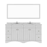 Virtu USA Talisa 72" Double Bath Vanity in White with White Quartz Top and Round Sinks with Matching Mirror - Luxe Bathroom Vanities