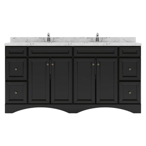 Virtu USA Talisa 72" Double Bath Vanity with White Quartz Top and Square Sinks with Matching Mirror