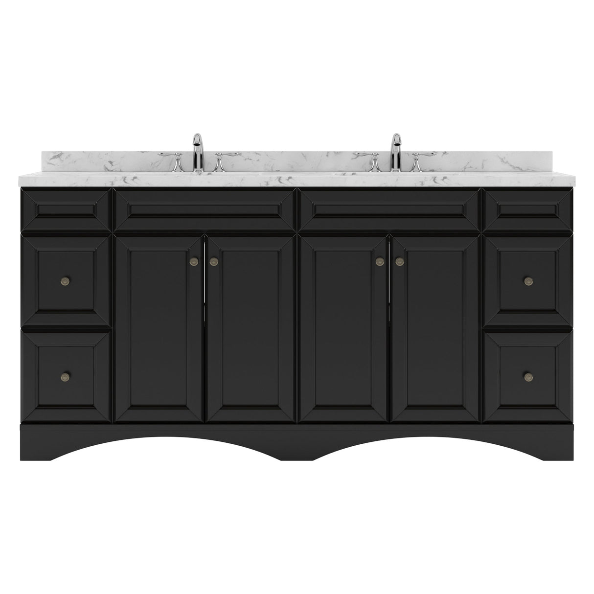 Virtu USA Talisa 72" Double Bath Vanity with White Quartz Top and Square Sinks with Brushed Nickel Faucets with Matching Mirror