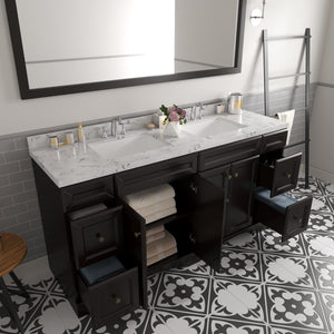 Virtu USA Talisa 72" Double Bath Vanity with White Quartz Top and Square Sinks with Matching Mirror