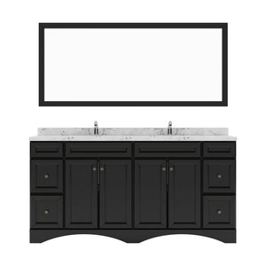 Virtu USA Talisa 72" Double Bath Vanity in White with White Quartz Top and Square Sinks with Matching Mirror - Luxe Bathroom Vanities