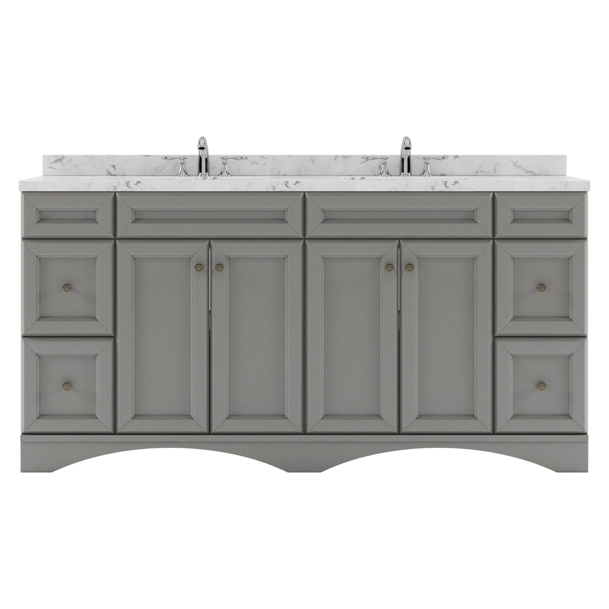 Virtu USA Talisa 72" Double Bath Vanity with White Quartz Top and Square Sinks with Brushed Nickel Faucets with Matching Mirror