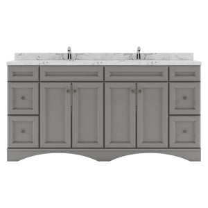 Virtu USA Talisa 72" Double Bath Vanity with White Quartz Top and Square Sinks with Polished Chrome Faucets with Matching Mirror