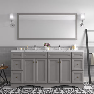 Virtu USA Talisa 72" Double Bath Vanity with White Quartz Top and Square Sinks with Matching Mirror