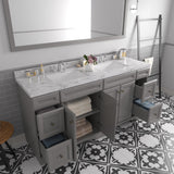 Virtu USA Talisa 72" Double Bath Vanity with White Quartz Top and Square Sinks with Polished Chrome Faucets with Matching Mirror