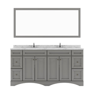 Virtu USA Talisa 72" Double Bath Vanity in White with White Quartz Top and Square Sinks with Matching Mirror - Luxe Bathroom Vanities