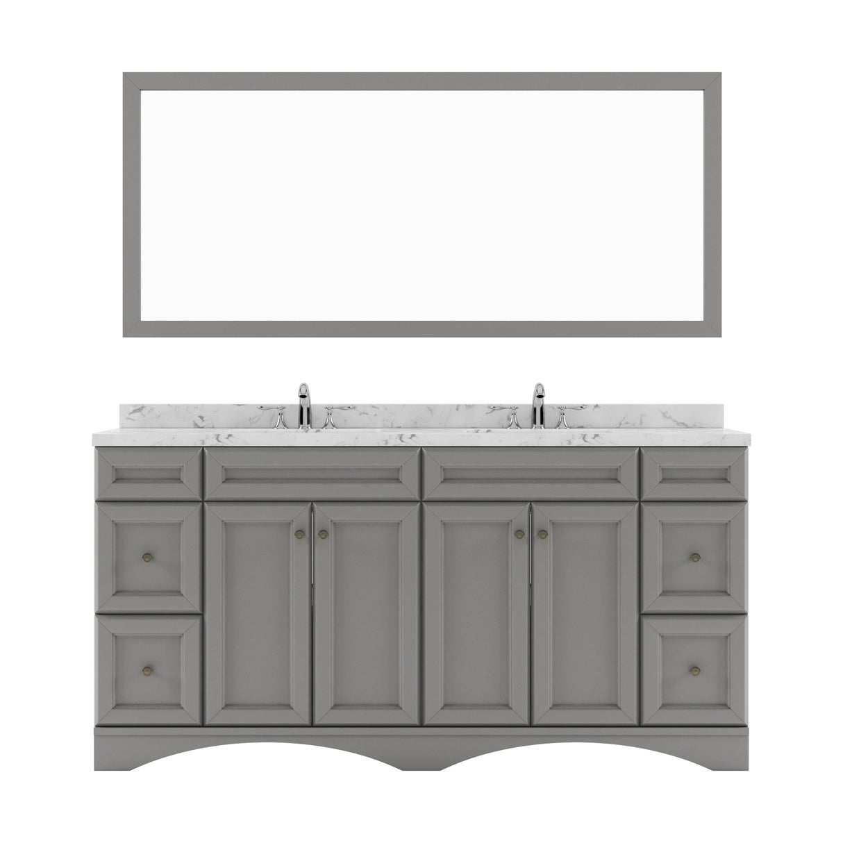 Virtu USA Talisa 72" Double Bath Vanity in White with White Quartz Top and Square Sinks with Brushed Nickel Faucets with Matching Mirror - Luxe Bathroom Vanities