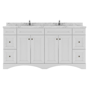 Virtu USA Talisa 72" Double Bath Vanity with White Quartz Top and Square Sinks with Matching Mirror