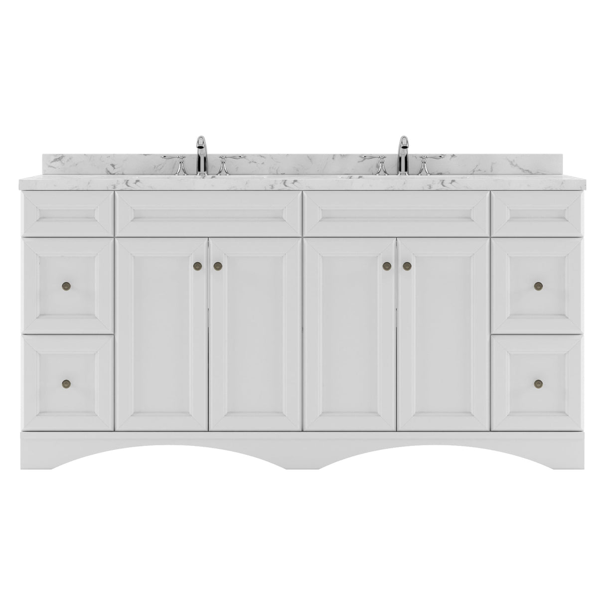Virtu USA Talisa 72" Double Bath Vanity with White Quartz Top and Square Sinks with Brushed Nickel Faucets with Matching Mirror