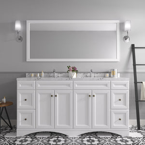 Virtu USA Talisa 72" Double Bath Vanity with White Quartz Top and Square Sinks with Brushed Nickel Faucets with Matching Mirror