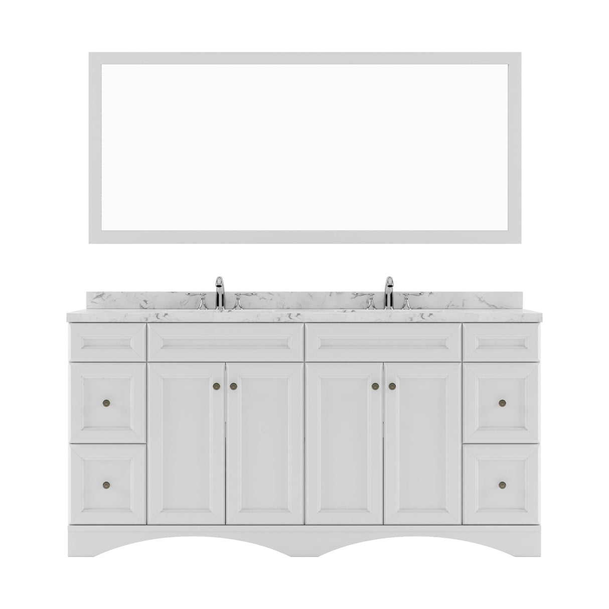 Virtu USA Talisa 72" Double Bath Vanity in White with White Quartz Top and Square Sinks with Brushed Nickel Faucets with Matching Mirror - Luxe Bathroom Vanities