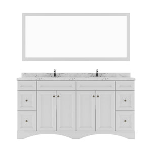 Virtu USA Talisa 72" Double Bath Vanity in White with White Quartz Top and Square Sinks with Brushed Nickel Faucets with Matching Mirror - Luxe Bathroom Vanities