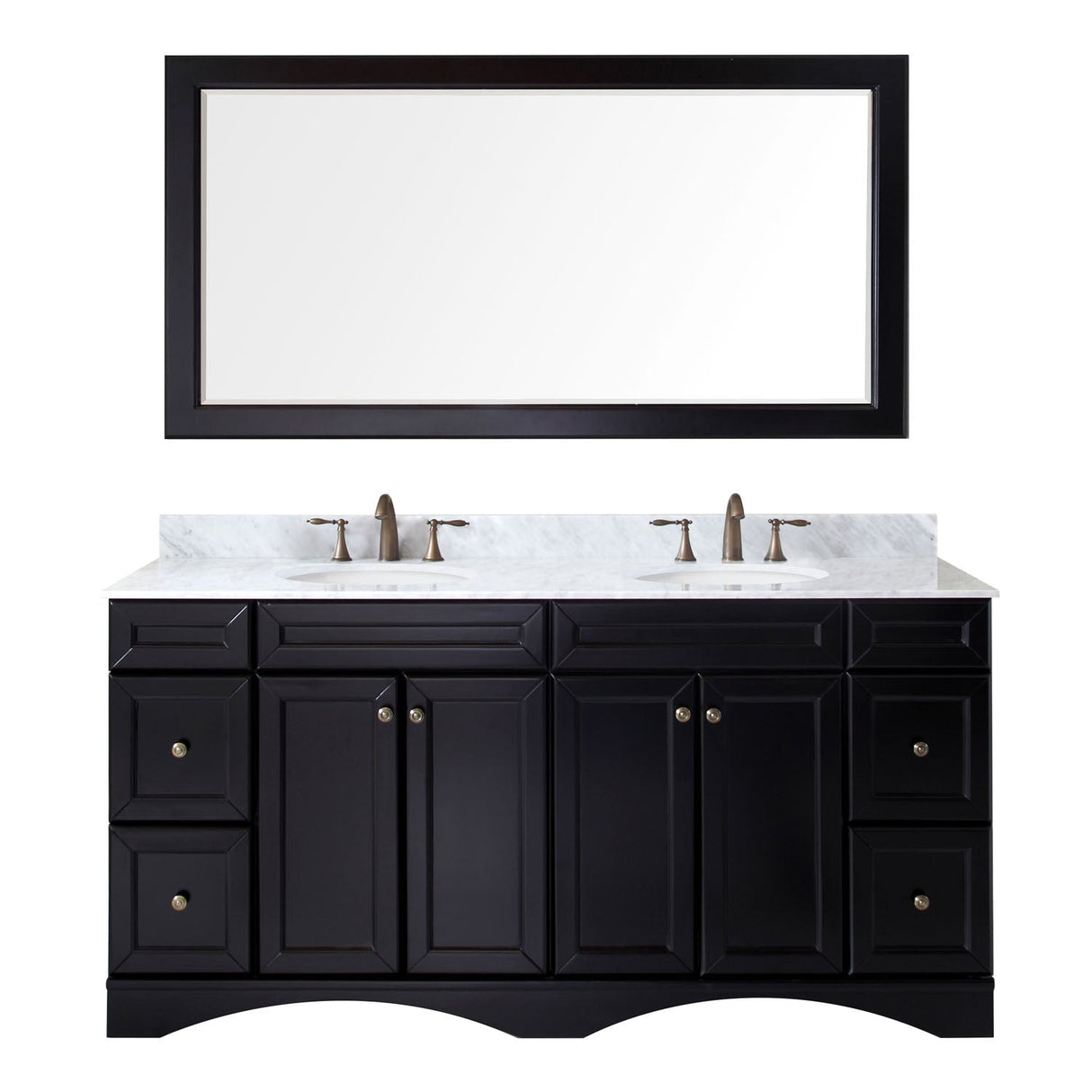 Virtu USA Talisa 72" Double Bath Vanity with Marble Top and Round Sink with Polished Chrome Faucet and Mirror - Luxe Bathroom Vanities