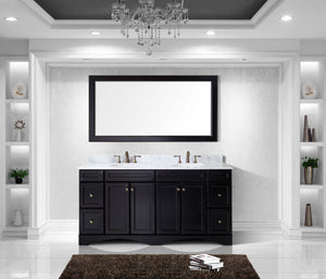 Virtu USA Talisa 72" Double Bath Vanity with White Marble Top and Round Sinks with Matching Mirror