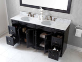 Virtu USA Talisa 72" Double Bath Vanity with White Marble Top and Round Sinks with Matching Mirror