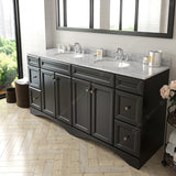 Virtu USA Talisa 72" Double Bath Vanity with White Marble Top and Round Sinks with Polished Chrome Faucets with Matching Mirror