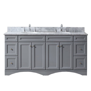 Virtu USA Talisa 72" Double Bath Vanity with Marble Top and Round Sink with Brushed Nickel Faucet - Luxe Bathroom Vanities