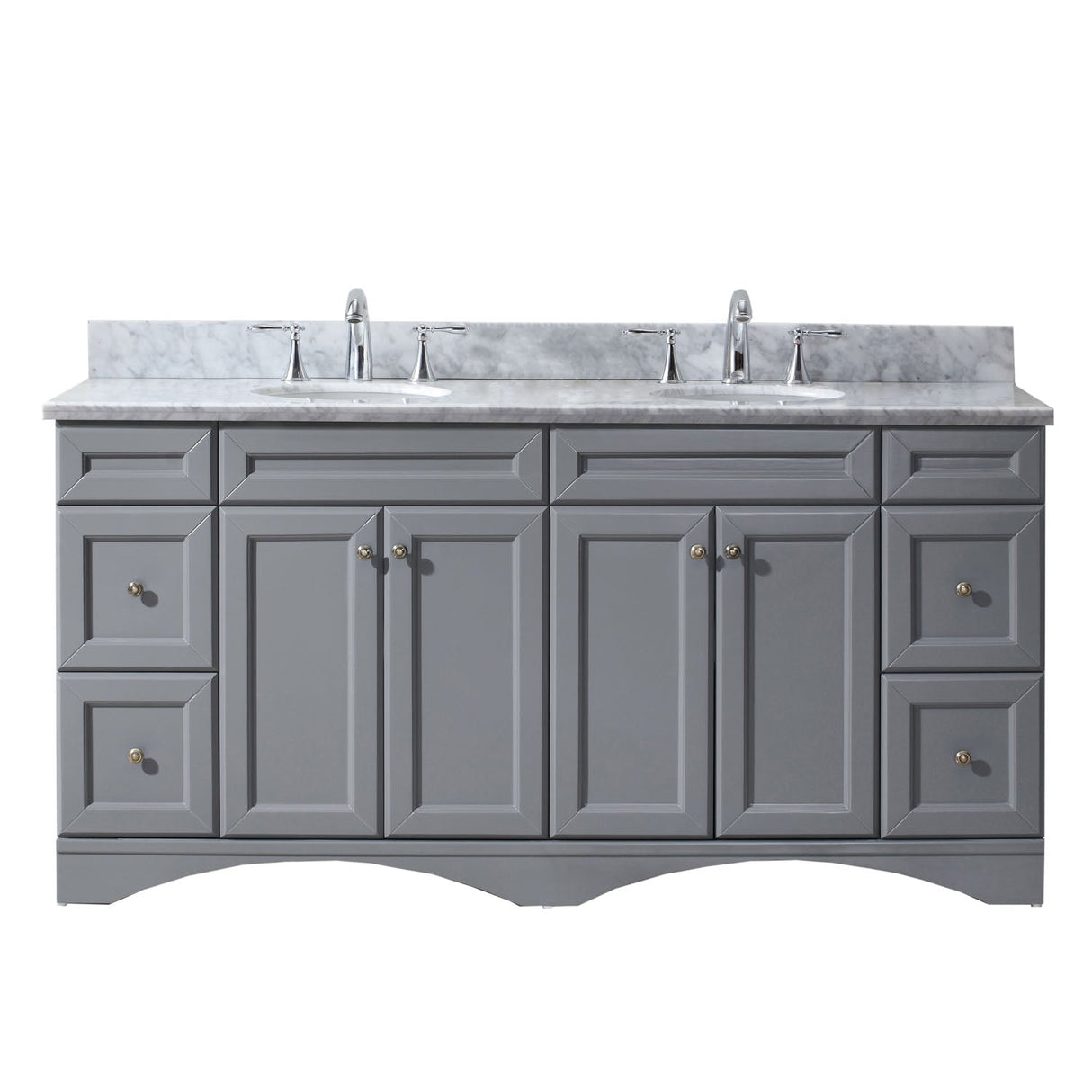 Virtu USA Talisa 72" Double Bath Vanity with Marble Top and Round Sink with Polished Chrome Faucet - Luxe Bathroom Vanities