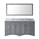 Virtu USA Talisa 72" Double Bath Vanity with Marble Top and Round Sink with Polished Chrome Faucet and Mirror - Luxe Bathroom Vanities