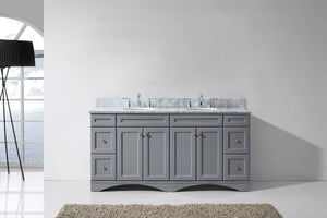 Virtu USA Talisa 72" Double Bath Vanity with White Marble Top and Round Sinks with Brushed Nickel Faucets