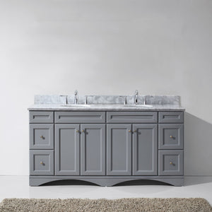 Virtu USA Talisa 72" Double Bath Vanity with White Marble Top and Round Sinks with Brushed Nickel Faucets