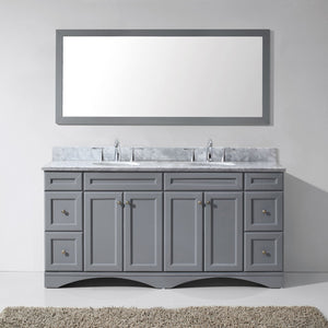 Virtu USA Talisa 72" Double Bath Vanity with White Marble Top and Round Sinks with Brushed Nickel Faucets with Matching Mirror