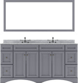 Virtu USA Talisa 72" Double Bath Vanity with Marble Top and Round Sink with Mirror - Luxe Bathroom Vanities