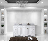 Virtu USA Talisa 72" Double Bath Vanity with White Marble Top and Round Sinks with Brushed Nickel Faucets