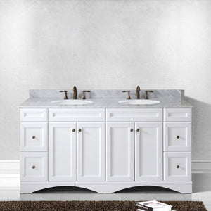 Virtu USA Talisa 72" Double Bath Vanity with White Marble Top and Round Sinks with Brushed Nickel Faucets