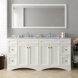 Virtu USA Talisa 72" Double Bath Vanity with White Marble Top and Round Sinks with Matching Mirror