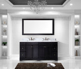 Virtu USA Talisa 72" Double Bath Vanity with White Marble Top and Square Sinks with Brushed Nickel Faucets with Matching Mirror