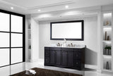 Virtu USA Talisa 72" Double Bath Vanity with White Marble Top and Square Sinks with Brushed Nickel Faucets with Matching Mirror