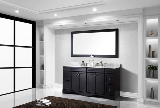 Virtu USA Talisa 72" Double Bath Vanity with White Marble Top and Square Sinks with Brushed Nickel Faucets with Matching Mirror