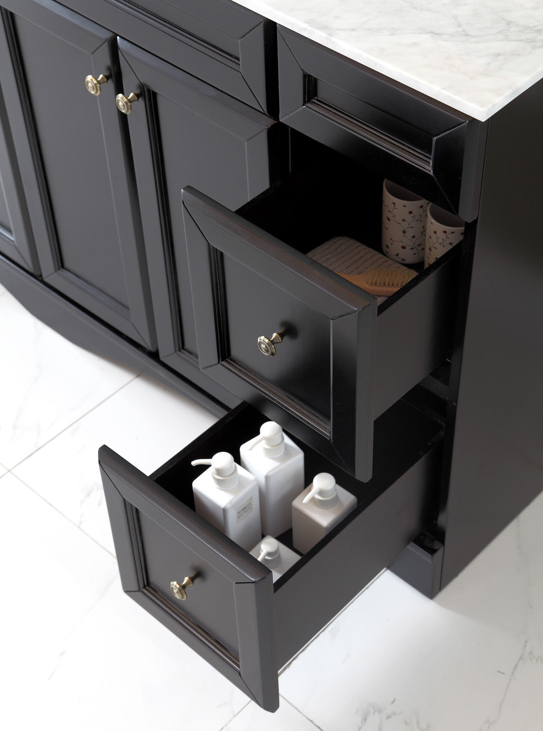 Virtu USA Talisa 72" Double Bath Vanity with White Marble Top and Square Sinks with Brushed Nickel Faucets with Matching Mirror