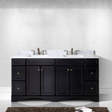 Virtu USA Talisa 72" Double Bath Vanity with White Marble Top and Square Sinks with Brushed Nickel Faucets