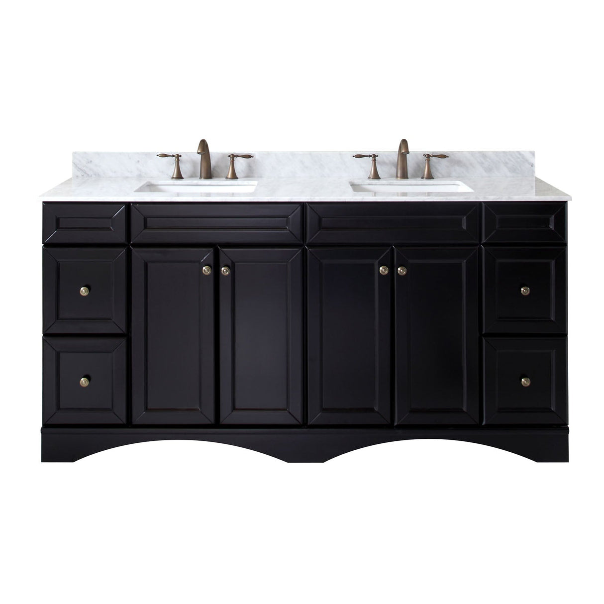 Virtu USA Talisa 72" Double Bath Vanity in Espresso with Marble Top and Square Sink with Brushed Nickel Faucet - Luxe Bathroom Vanities Luxury Bathroom Fixtures Bathroom Furniture