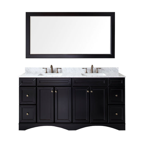 Virtu USA Talisa 72" Double Bath Vanity in Espresso with Marble Top and Square Sink with Polished Chrome Faucet and Mirror - Luxe Bathroom Vanities Luxury Bathroom Fixtures Bathroom Furniture