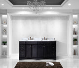 Virtu USA Talisa 72" Double Bath Vanity with White Marble Top and Square Sinks with Brushed Nickel Faucets